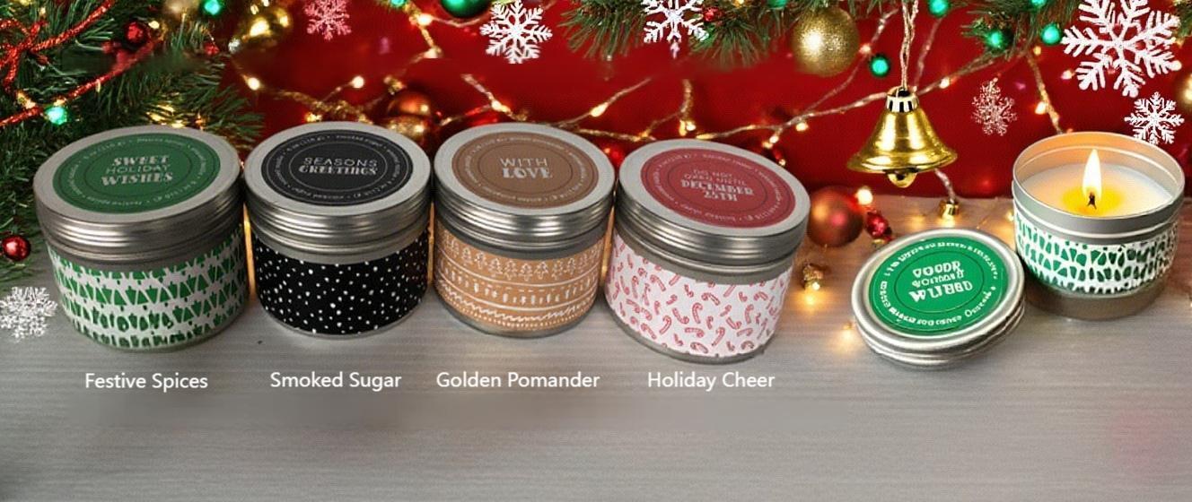 Sliver Tin Candles With Top And Wrap Label